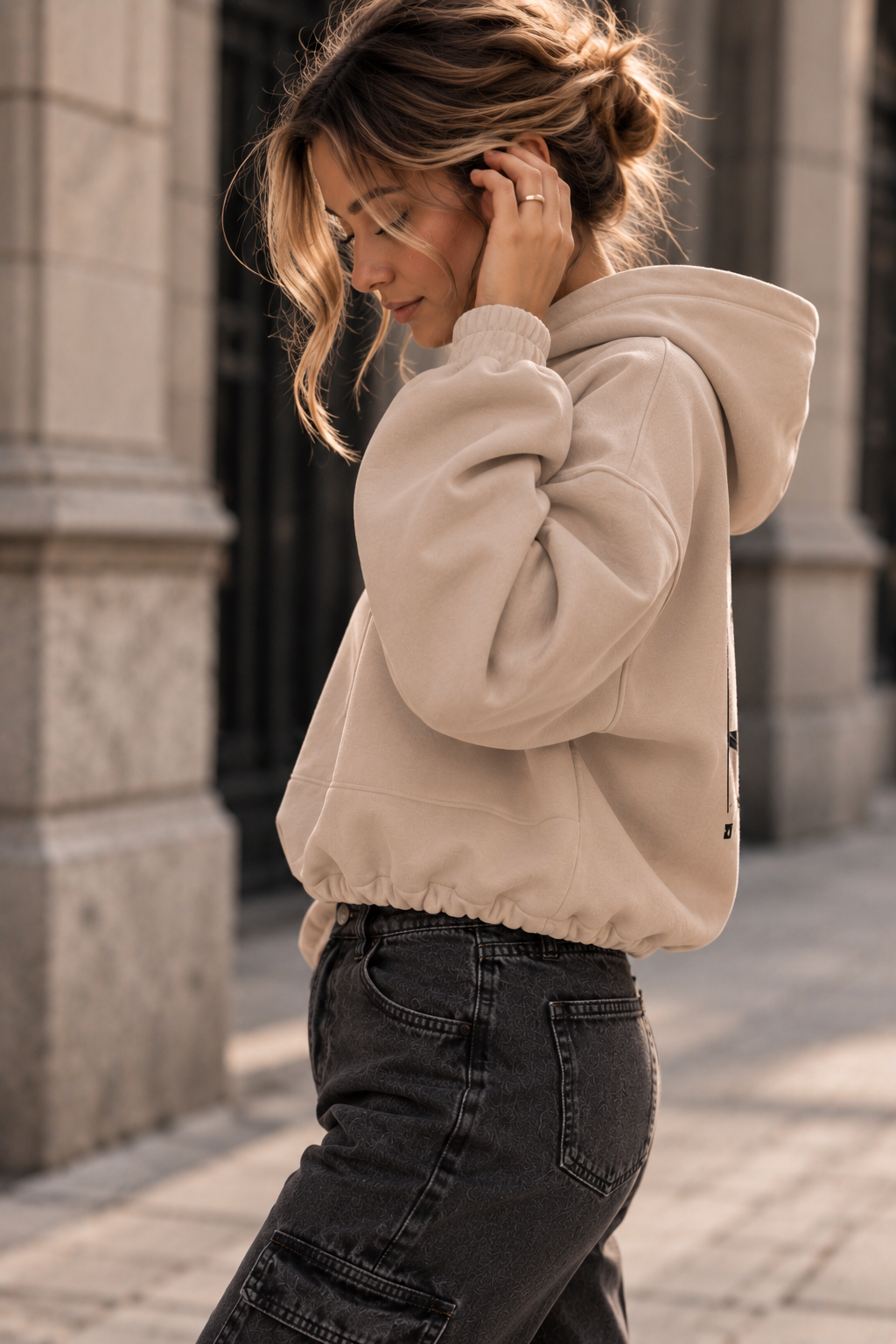 ETERNITY Damen Cropped Oversize Hoodie (Front-&Backprint)