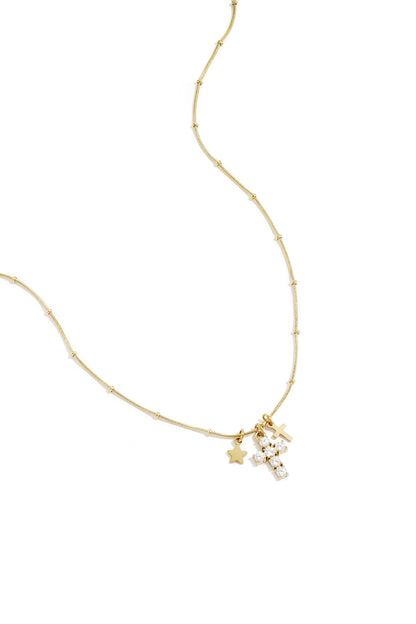 Necklace with cross and star charms